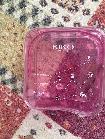 Kiko kiko milano pembe şeffaf makyaj çantası mini
