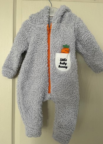Gri Örgü Erkek Bebek Peluş Tulumu
