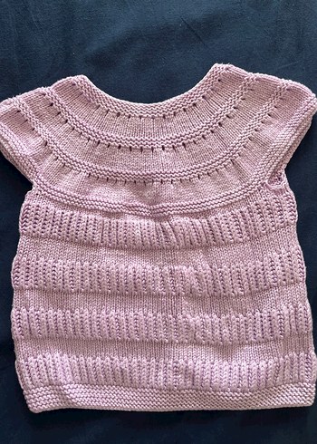 12-18 Ay Beden Kız Çocuk Pembe Triko Kolsuz Hırka