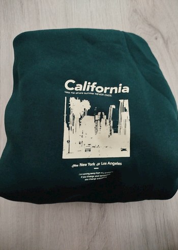 Diğer Uzun Kollu Yeşil Kapüşonlu Sweatshirt