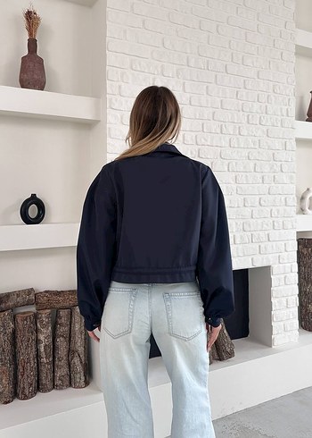 m Beden lacivert Renk Gri Kadın Denim Bomber Ceket