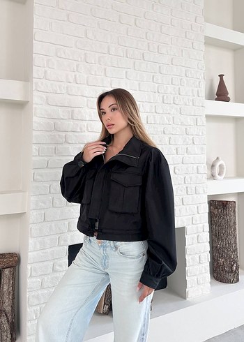 Diğer Kadın Siyah Denim Bomber Ceket