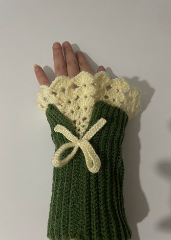 Yeşil Bohem Örgü Kadın Eldiveni - Görsel 3