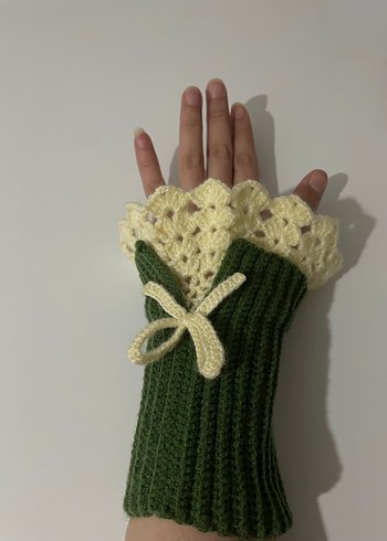 Yeşil Bohem Örgü Kadın Eldiveni - Görsel 4