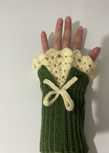 Yeşil Bohem Örgü Kadın Eldiveni - Görsel 2