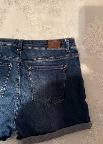 38 Beden Kadın Koyu Mavi Bol Kesim Mini Kot Şort