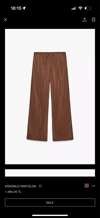 Zara dökümlü pantolon