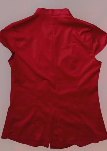 m Beden Kırmızı Saten Bluz (Office Siren Top)