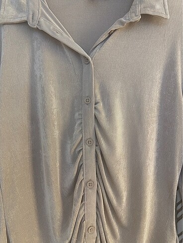 H&M Büzgülü parlak camel bluz