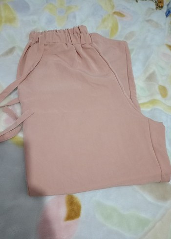 Pembe Midi Kadın Kumaş Pantolon - Görsel 2