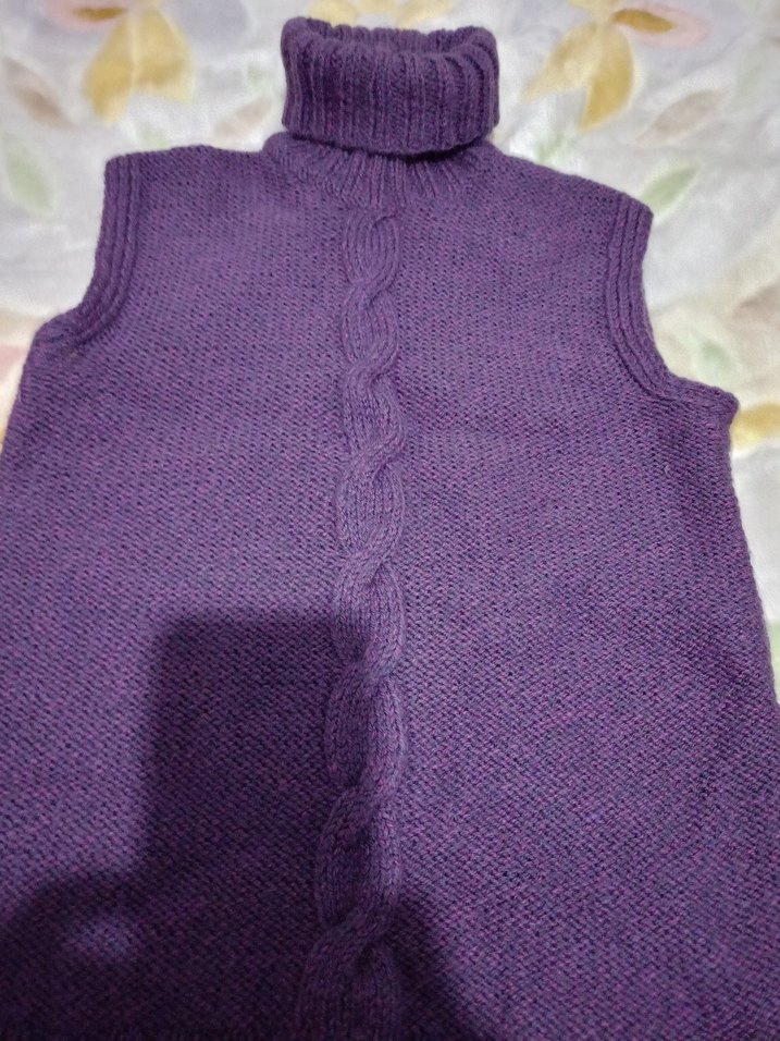 Mor Triko Boğazlı Kolsuz Kadın Yelek - Görsel 2