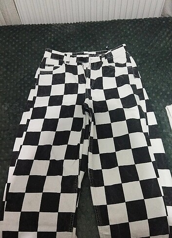 Bershka Damalı Wide/Leg Baggy/Pant