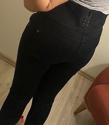 s Beden Siyah Parlak Kumaş Pantalon