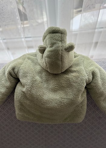 Düğmeli Yeşil peluş mont - Görsel 3