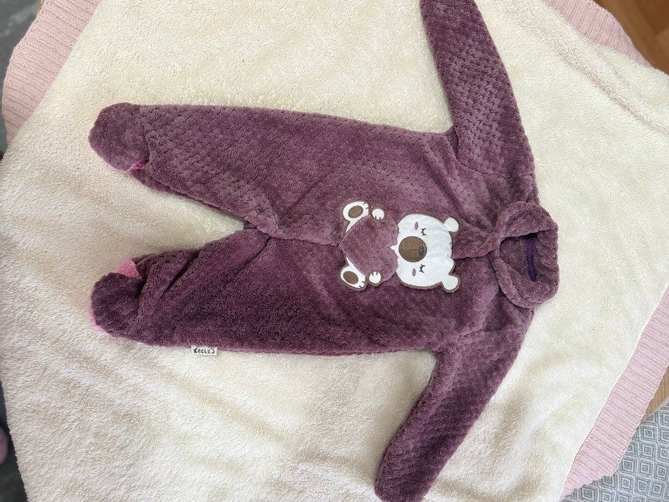 Mor Nakışlı Bebek Tulumu - Görsel 2