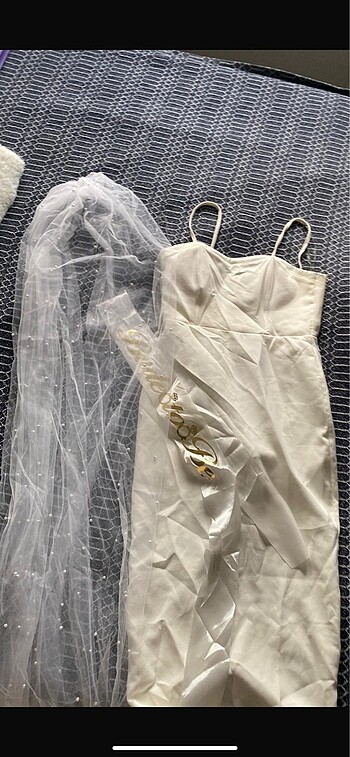 Bride gelin nikah beyaz elbisesi kuşağı duvak hepsi dahil