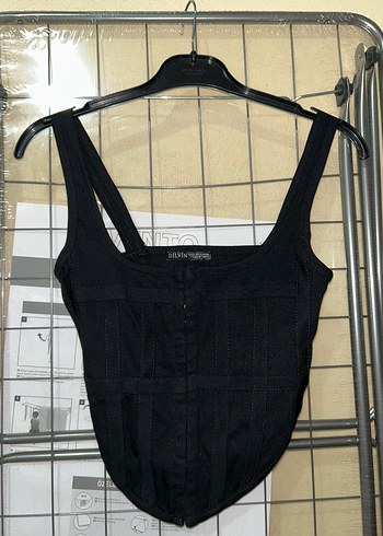 Siyah Strappy Midi Bustiyer/Korse - Görsel 3