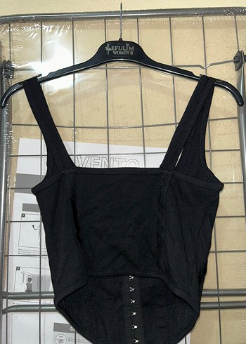 Siyah Strappy Midi Bustiyer/Korse - Görsel 2