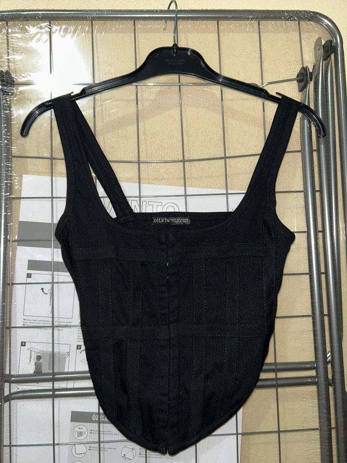 Siyah Strappy Midi Bustiyer/Korse - Görsel 3