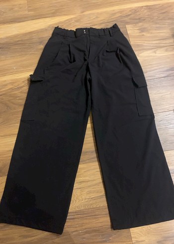 Siyah Midi Kadın Rahat Kesim Kumaş Pantolon - Görsel 2