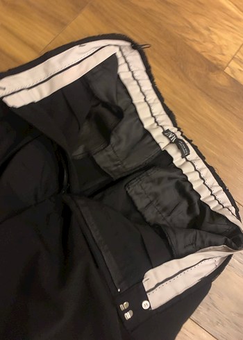 Siyah Midi Kadın Rahat Kesim Kumaş Pantolon - Görsel 4