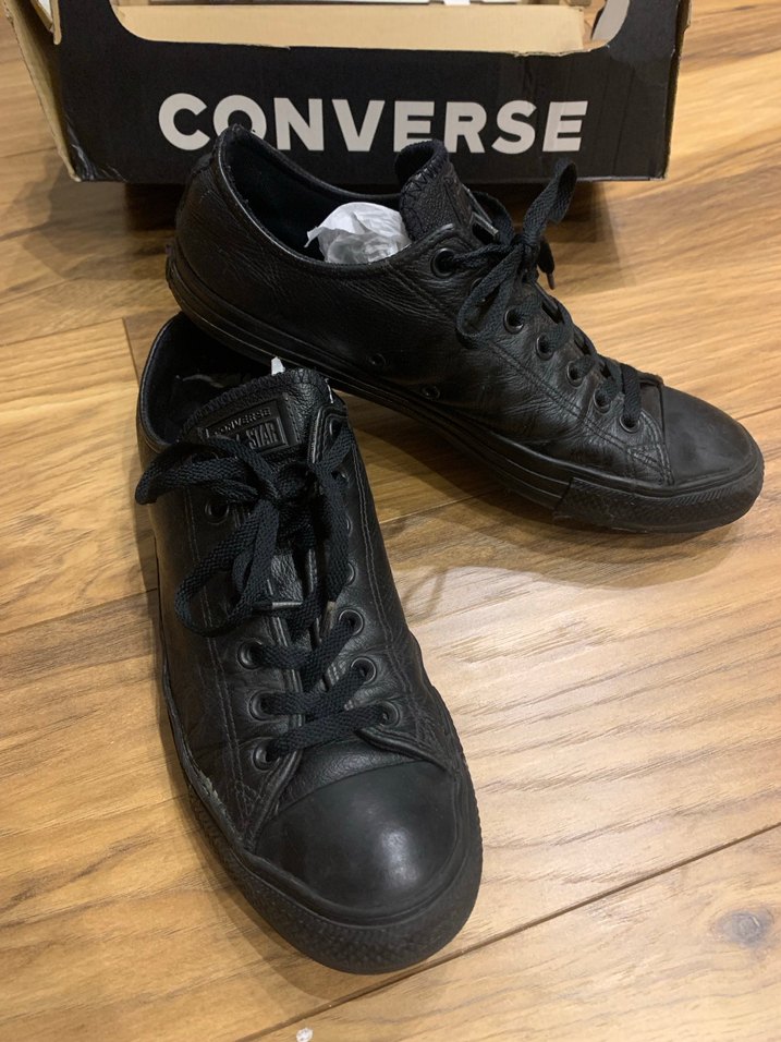 Siyah Deri ConverseErkek Spor Ayakkabı - Görsel 2