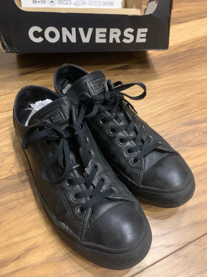 Siyah Deri ConverseErkek Spor Ayakkabı - Görsel 3