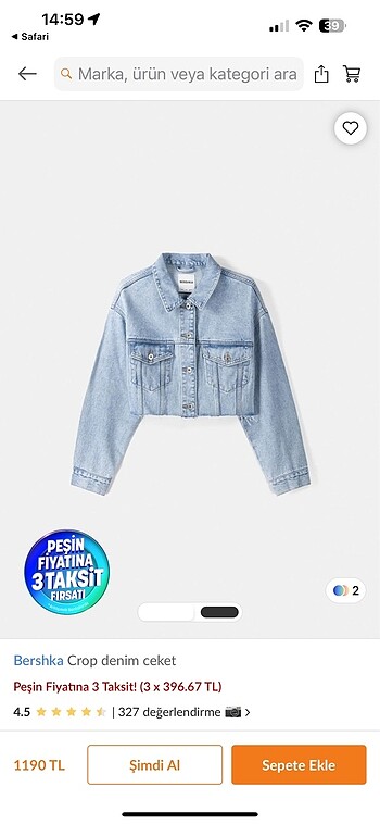 Bershka crop denim ceket