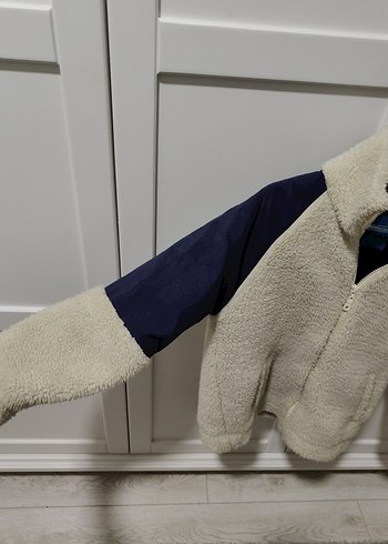 10 Yaş Beden Fermuarlı Erkek Çocuk Beyaz Polar Ceket