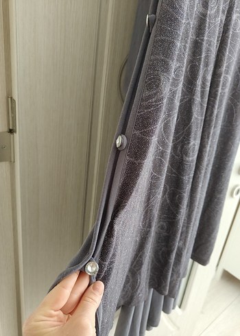 52 Beden gri Renk Drapeli Gri Kadın Uzun Elbise