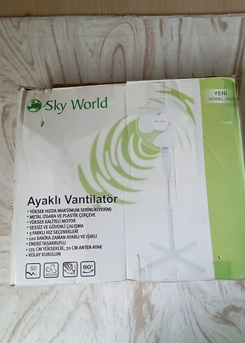 Sky World Beyaz Ayaklı Vantilatör