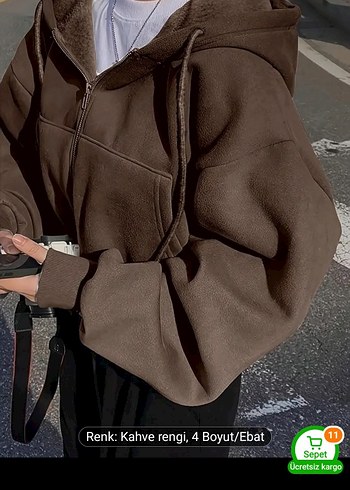 Kahverengi Kapüşonlu Sıcak Sweatshirt