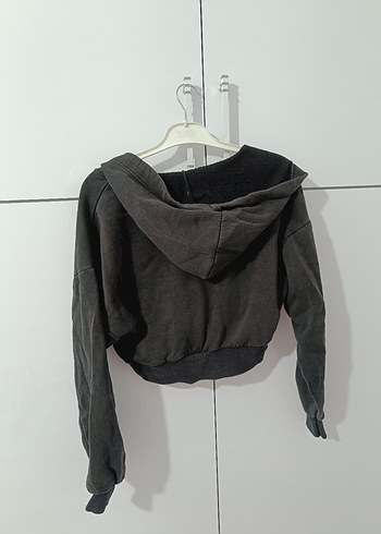 Trendyol & Milla Gri Kapüşonlu Fermuarlı Mini Sweatshirt