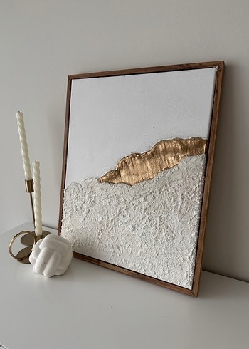 Beyaz ve Altın Dokulu Tablo - Görsel 3