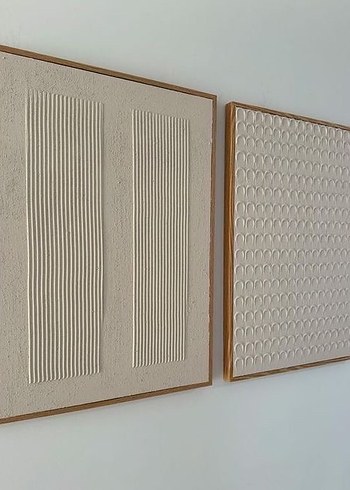 Minimalist Beyaz ve Gri Soyut Tablo Seti - Görsel 2