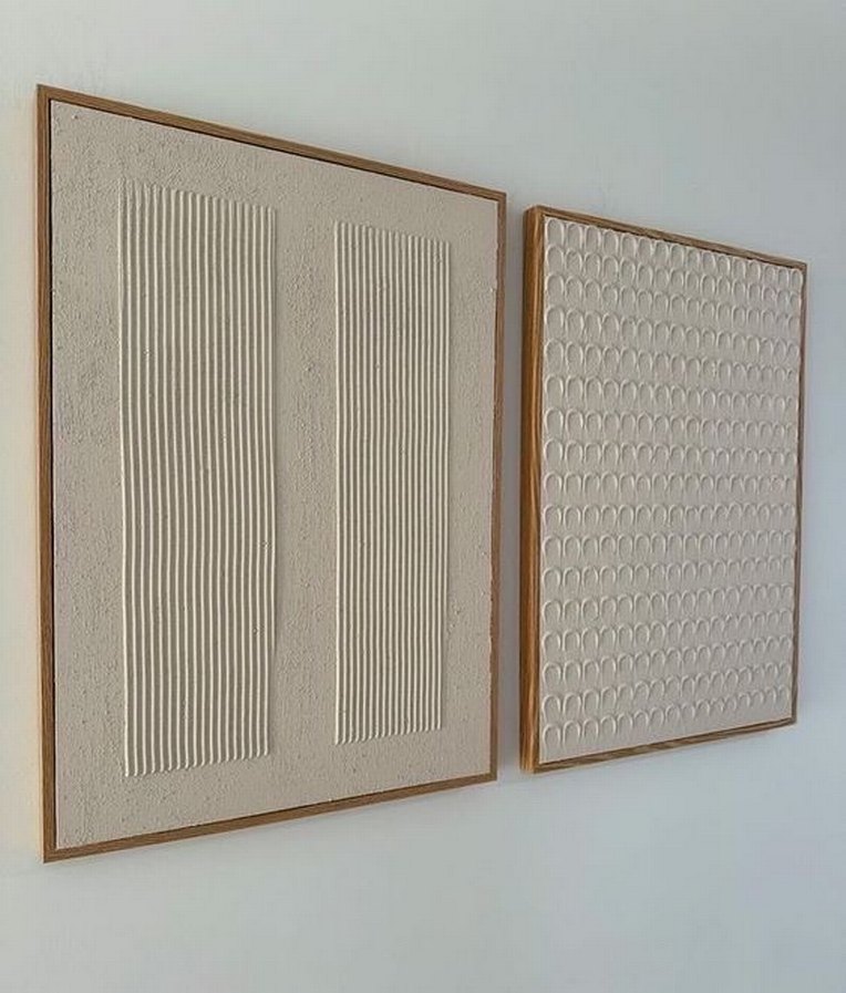 Minimalist Beyaz ve Gri Soyut Tablo Seti - Görsel 2