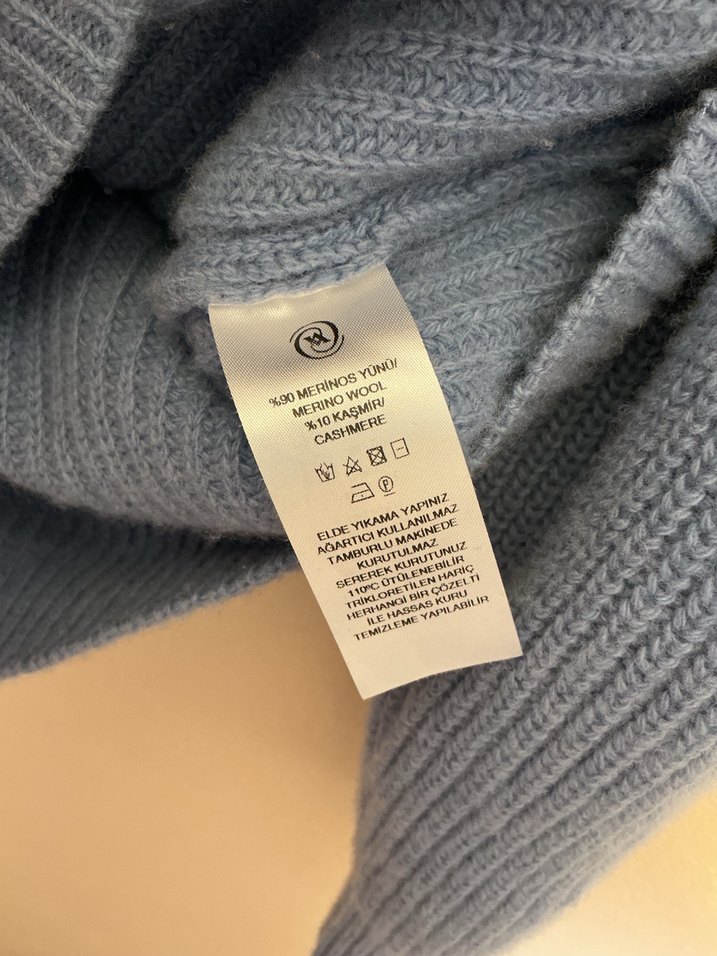 merinos yünü mor/mavi vakko hırka — görsel 4/5