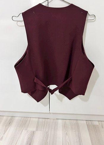 l Beden bordo Renk Bordo Düğmeli Klasik Kesim Yelek keten