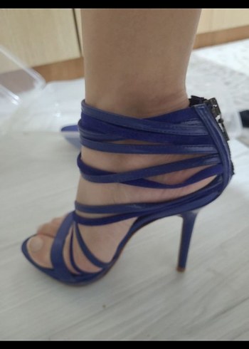Zara Mavi Stiletto Topuklu Kadın Ayakkabı