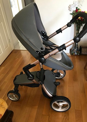 Beyaz ve gri bebek arabası - Görsel 6