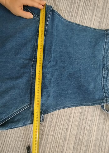 Kadın Mavi Kot Kısa Tulum - Görsel 5