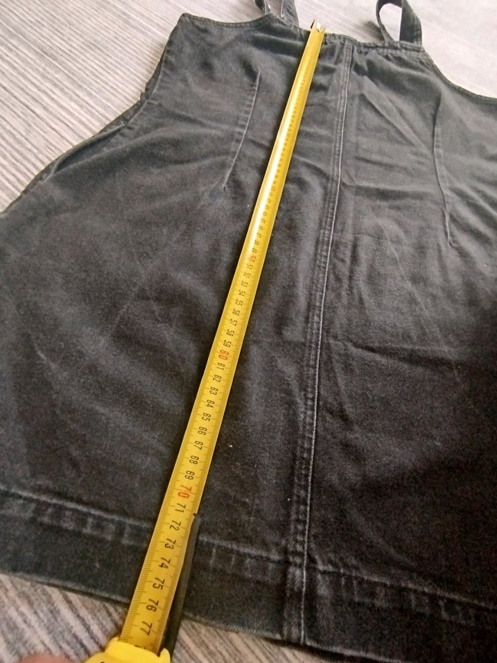 Kadın Siyah Kot Askılı Kısa Tulum - Görsel 4