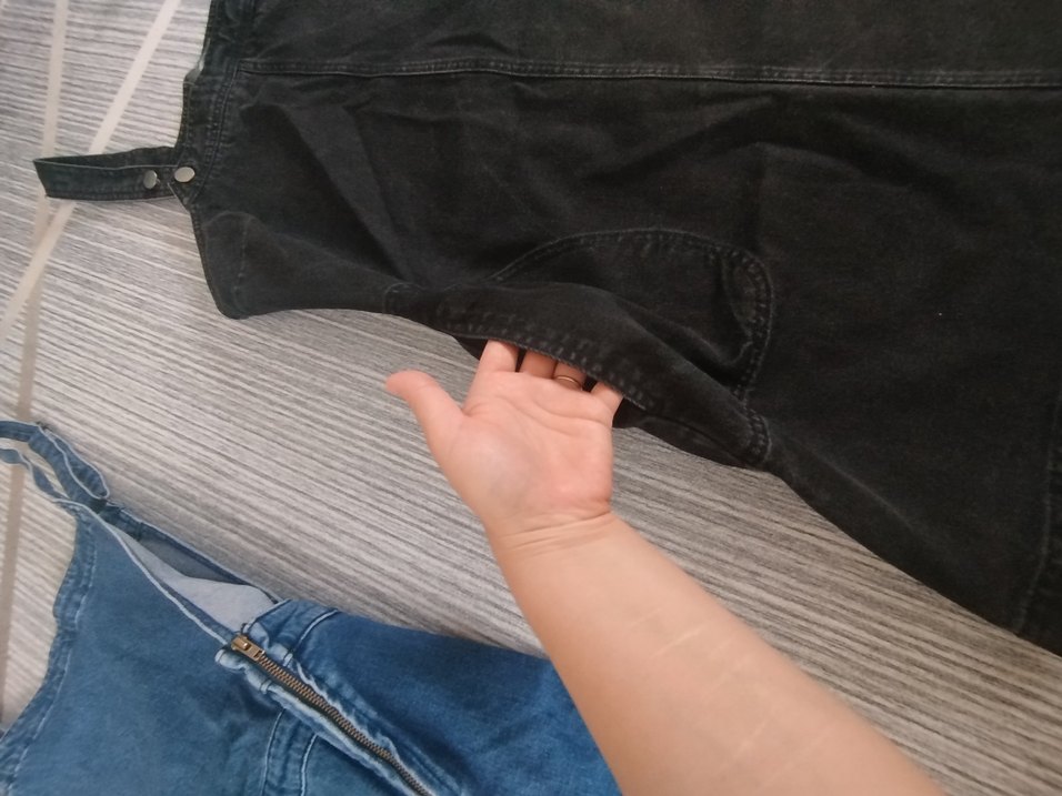 Kadın Siyah Kot Askılı Kısa Tulum - Görsel 2