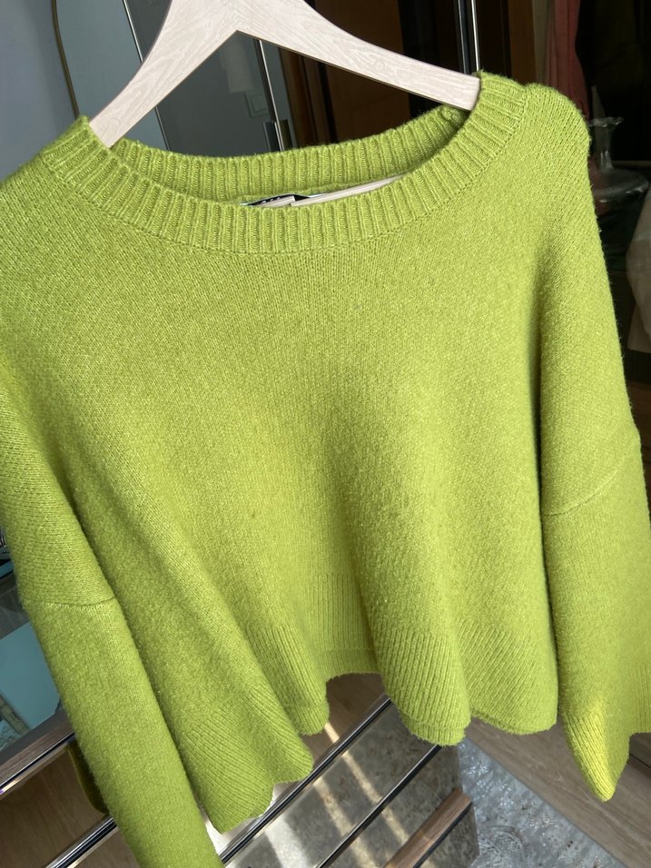 Zara yeşil Örgü Kadın Kazak - Görsel 2