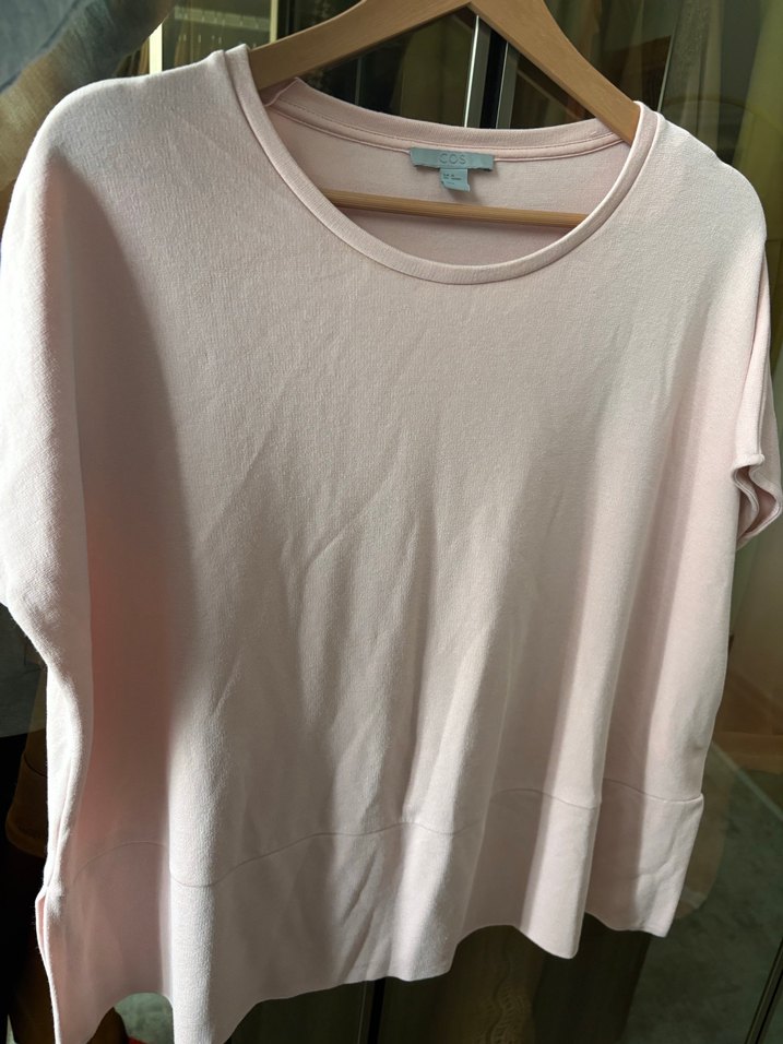 Pembe Pamuklu Hamile Tişörtü, Uzun Kollu, Salaş - Görsel 2