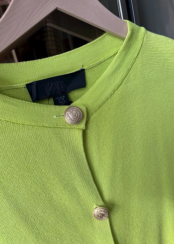 Düğmeli Yeşil Kadın Midi Hırka - Görsel 2