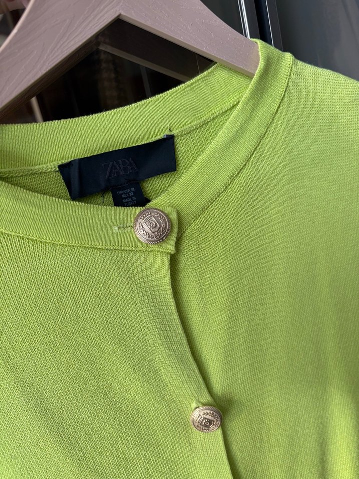 Düğmeli Yeşil Kadın Midi Hırka - Görsel 2