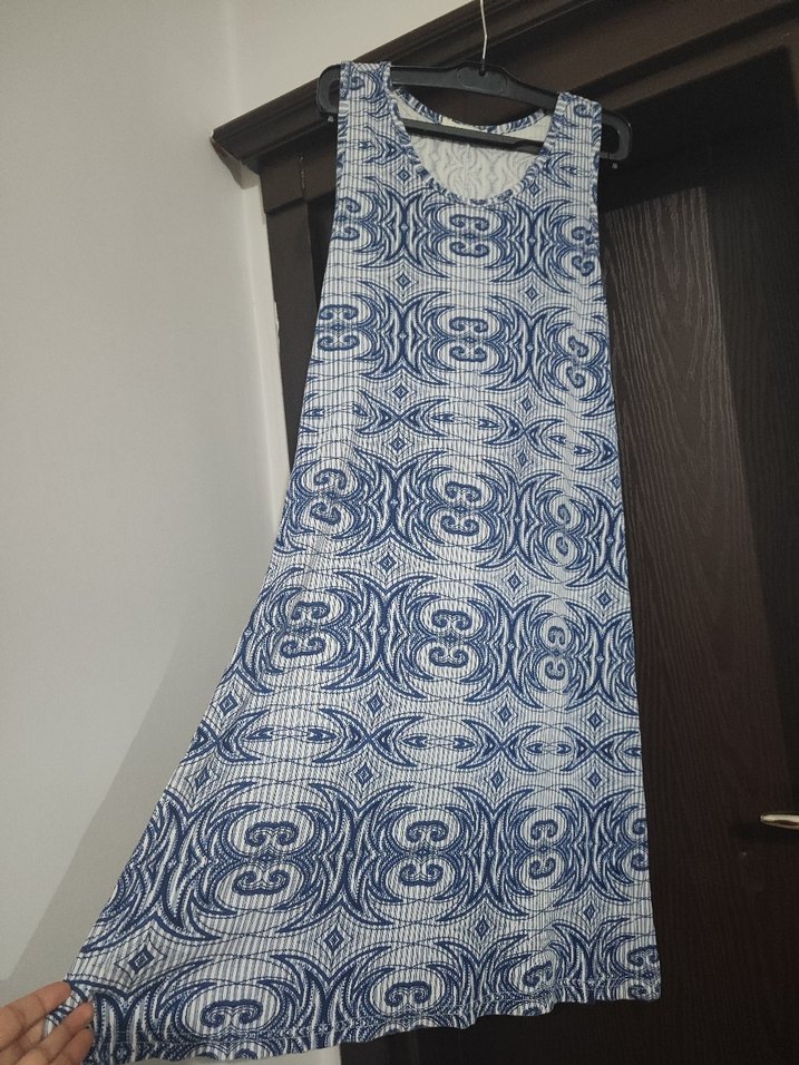 Kadın Lacivert Batik Desen Kısa Elbise - Görsel 2