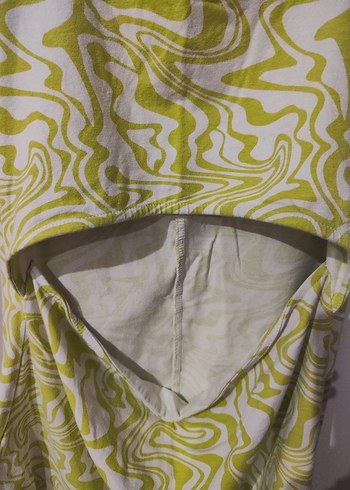 DeFacto Cool Dekolteli Mini Elbise - Yeşil Girdap Desenli - Görsel 2