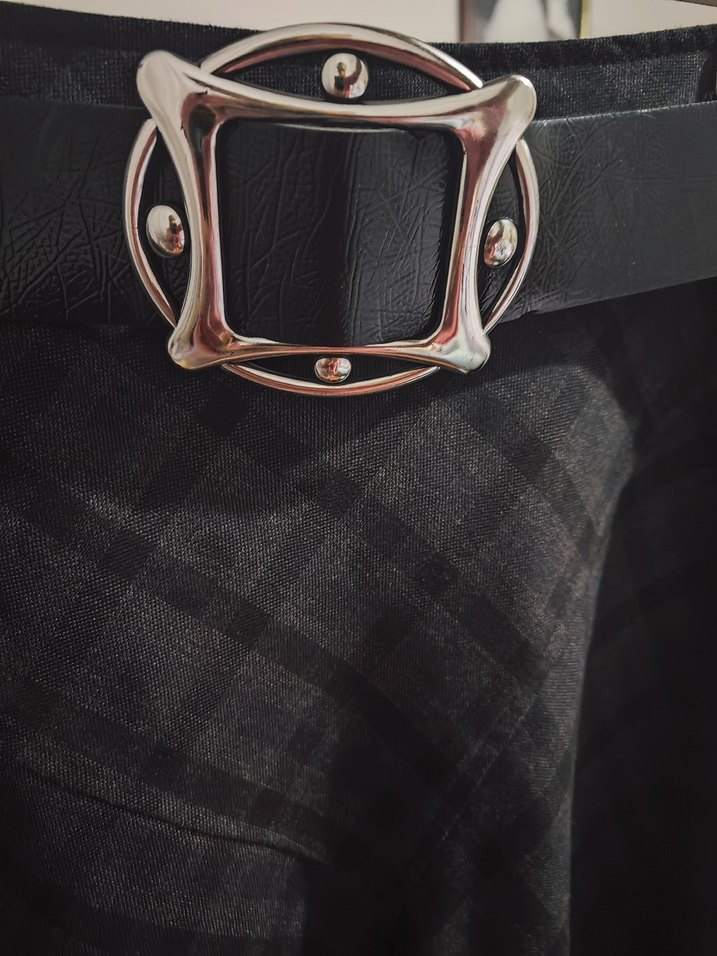 Tokalı Gri Midi Etek - Görsel 3